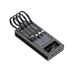 solar power bank 30000mah black with built-in cables, flashlight and led screen for power display