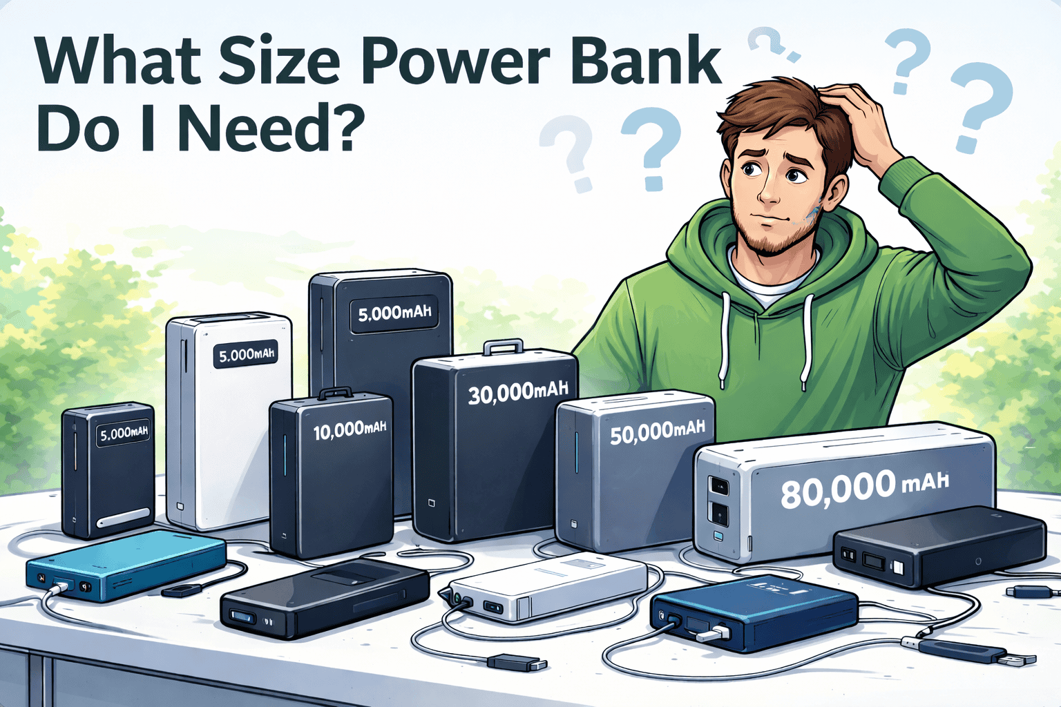 what size power bank to buy cartoon image